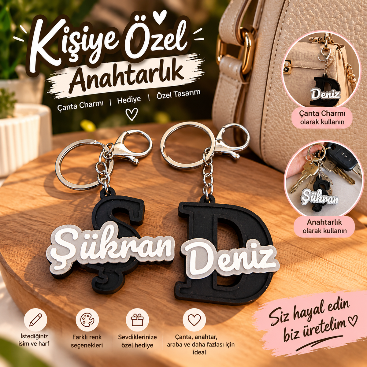 Kişiye Özel Harf ve İsimli Anahtarlık