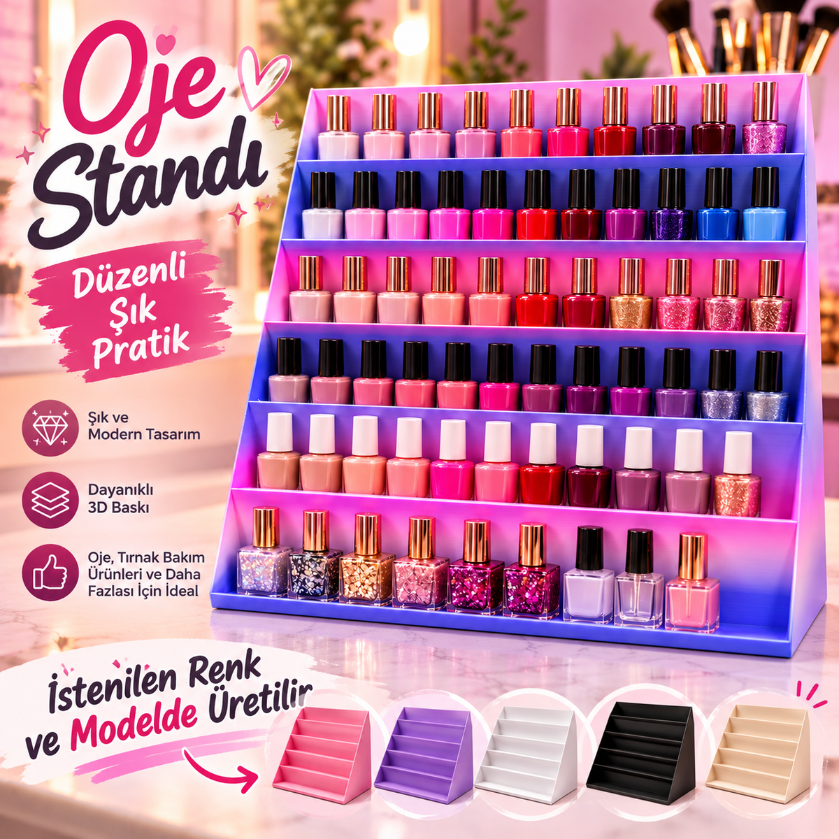 6 Katlı Oje Standı – Masaüstü Düzenleyici